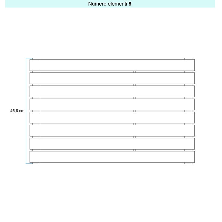 Irsap Design-Heizkörper PIANO 2 horizontal, 8 Glieder, H 45,6 × B 252 × T 4,6 cm, Weiß Standard glänzend (Farbcode 01) PI225200801IR01H01