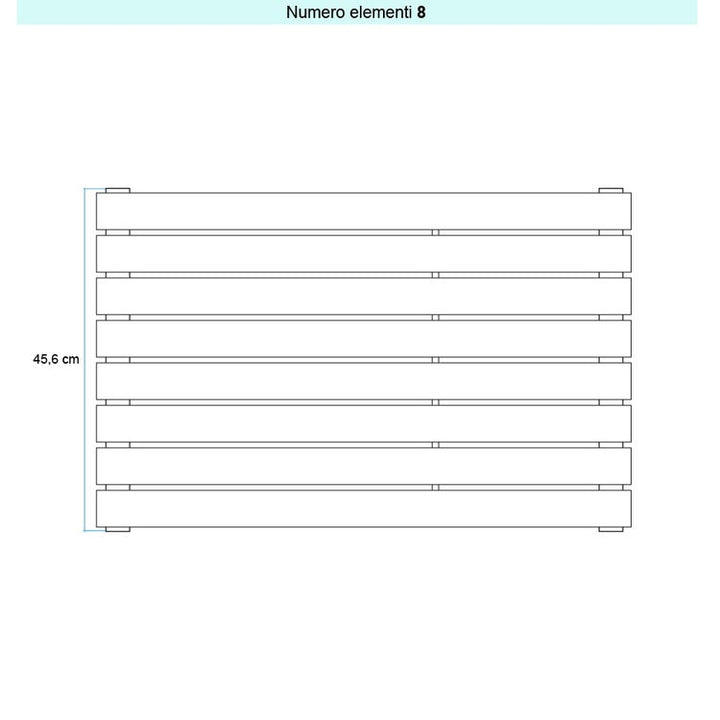 Irsap Design-Heizkörper PIANO 2 horizontal, 8 Glieder, H 45,6 × B 70 × T 4,6 cm, Perlweiß Strukturlack (Farbcode 16) PI207000816IR01H01