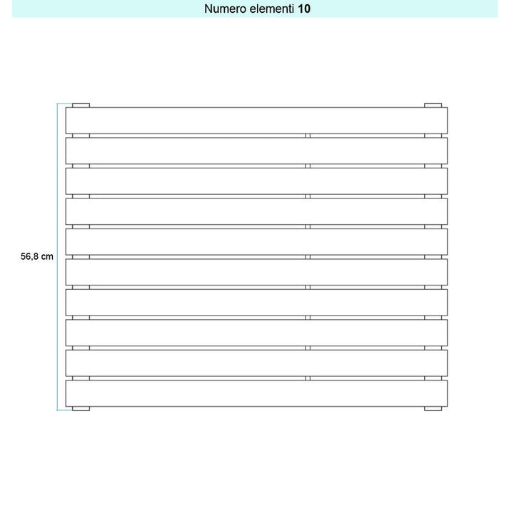 Irsap Design-Heizkörper PIANO 2 horizontal, 10 Glieder, H 56,8 × B 182 × T 4,6 cm, Graphitschwarz Strukturlack (Farbcode 18) PI218201018IR01H01