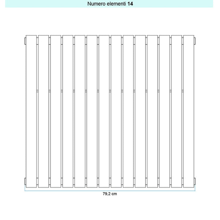 Irsap Design-Heizkörper PIANO 2 vertikal, 14 Glieder, H 222 × B 78,8 × T 4,6 cm, Melonengelb RAL 1028 seidenmatt (Farbcode 49) PI222201449IR01A01