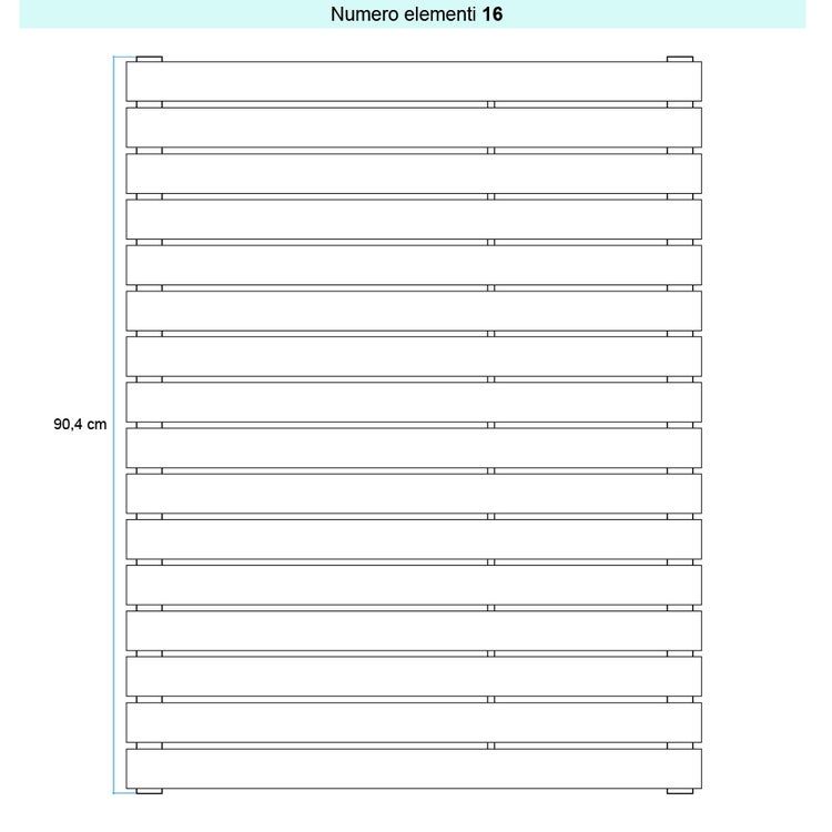 Irsap Design-Heizkörper PIANO 2 horizontal, 16 Glieder, H 90,4 × B 222 × T 4,6 cm, Weiß Standard glänzend (Farbcode 01) PI222201601IR01H01