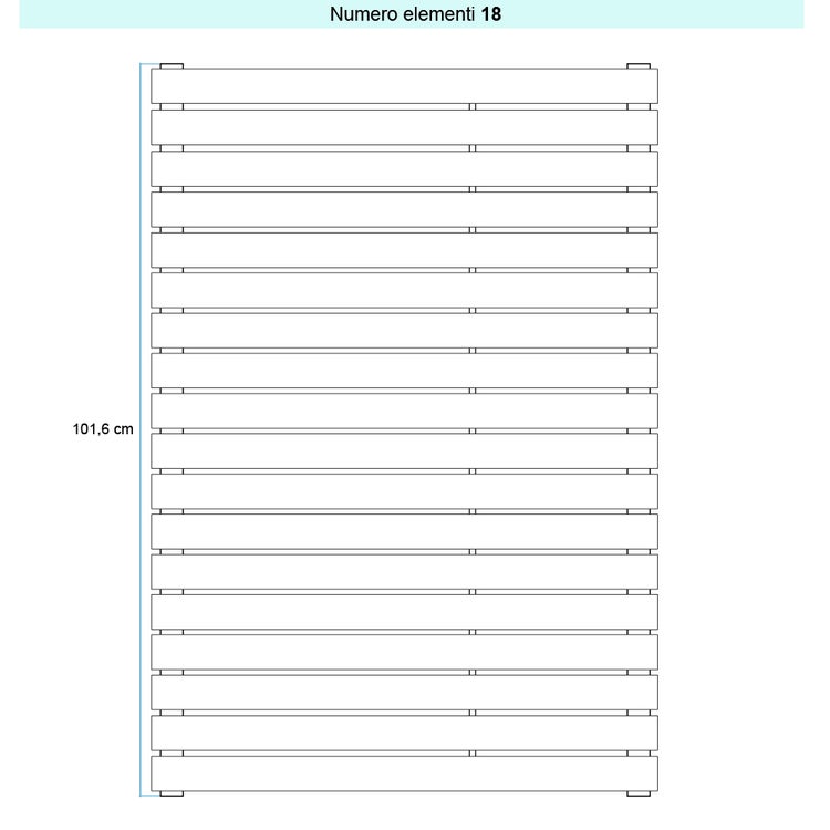 Irsap Design-Heizkörper PIANO 2 horizontal, 18 Glieder, H 101,6 × B 222 × T 4,6 cm, Weiß Standard glänzend (Farbcode 01) PI222201801IR01H01