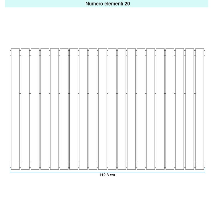 Irsap Design-Heizkörper PIANO 2 vertikal, 20 Glieder, H 70 × B 112,4 × T 4,6 cm, Moosgrün RAL 6005 seidenmatt (Farbcode 67) PI207002067IR01A01