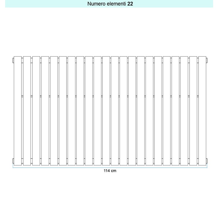 Irsap Design-Heizkörper PIANO 2 vertikal, 22 Glieder, H 222 × B 124 × T 4,6 cm, Weiß Standard glänzend (Farbcode 01) PI222202201IR01A01