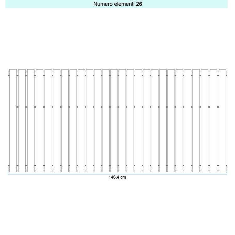 Irsap Design-Heizkörper PIANO 2 vertikal, 26 Glieder, H 222 × B 146,4 × T 4,6 cm, Weiß Standard glänzend (Farbcode 01) PI222202601IR01A01