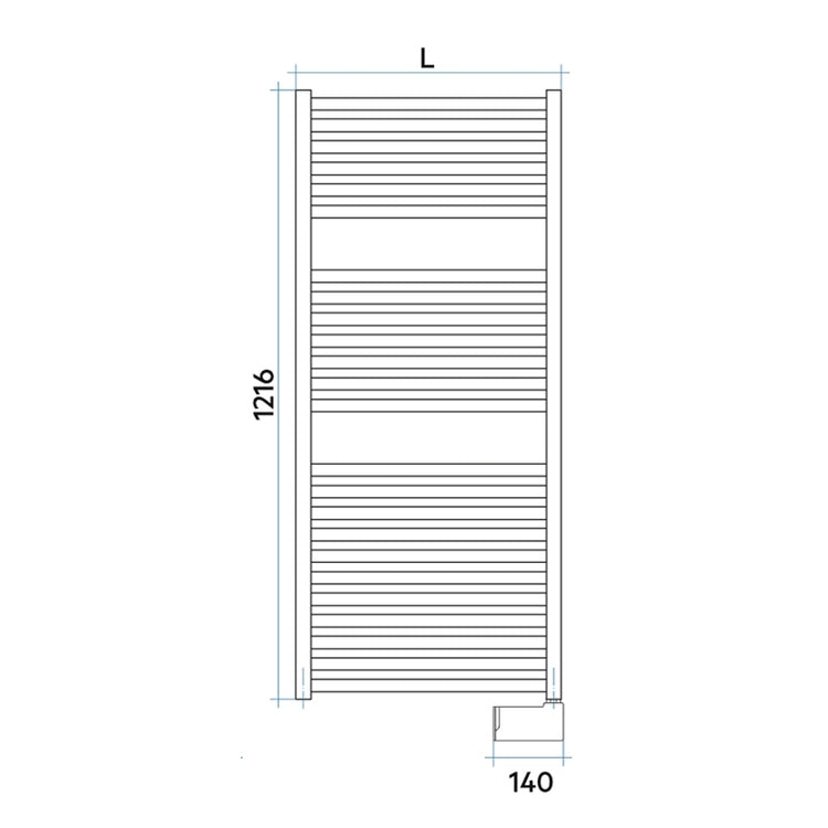 Irsap Elektro-Badheizkörper QUADRÉ, 24 Rohre, 2 Segmente, H 121,6 × B 53 × T 3 cm, Schwarz matt (Farbcode K1) QSM053EK1IR01NNN01