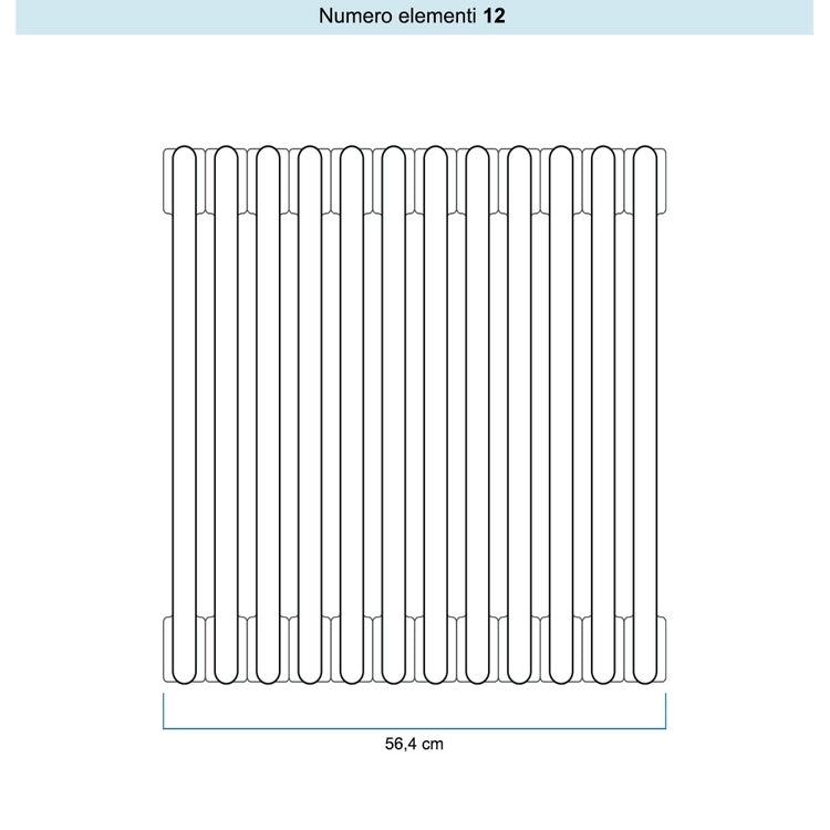 Irsap Röhrenradiator TESI 2 Chrom, 12 Glieder, H 200,2 × B 56,4 × T 6,5 cm, Chrom (Farbcode 50) RG220001250IR02N02