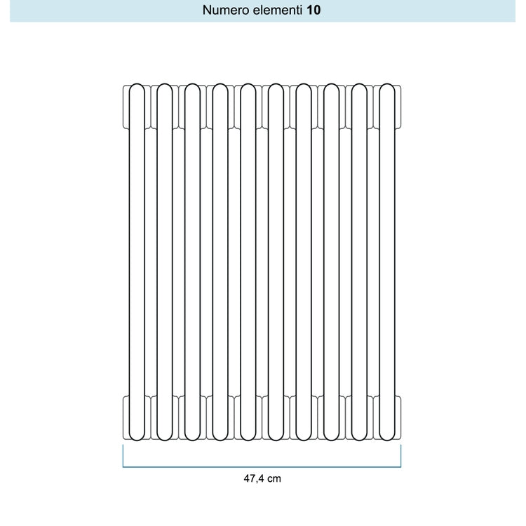 Irsap Röhrenradiator TESI 3 Chrom, 10 Glieder, H 200,2 × B 47,4 × T 10,1 cm, Chrom (Farbcode 50) RG320001050IR02N01