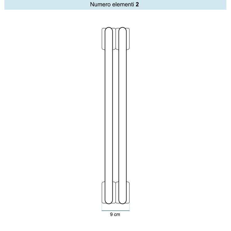 Irsap Röhrenradiator TESI 2, 2 Glieder, H 150 × B 9 × T 6,5 cm, Schwarz satiniert Strukturlack (Farbcode 30), mit Stopfen RT215000230IR02N01