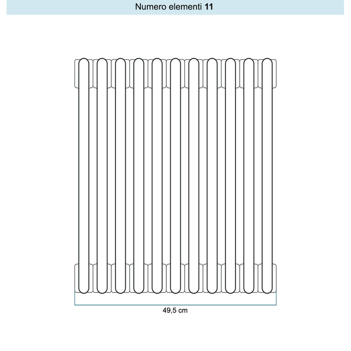 Irsap Röhrenradiator TESI 2, 11 Glieder, H 66,5 × B 49,5 × T 6,5 cm, Quartz 2 Strukturlack (Farbcode 2C), mit Stopfen RT20665112CIR02N01