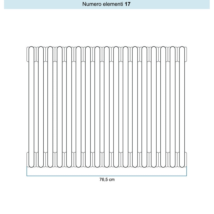 Irsap Röhrenradiator TESI 2, 17 Glieder, H 59,5 × B 76,5 × T 6,5 cm, Weiß Standard glänzend (Farbcode 01), ohne Stopfen RT205951701IRNON01