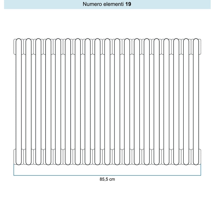 Irsap Röhrenradiator TESI 2, 19 Glieder, H 63,5 × B 85,5 × T 6,5 cm, Weiß Standard glänzend (Farbcode 01), ohne Stopfen RT206351901IRNON01