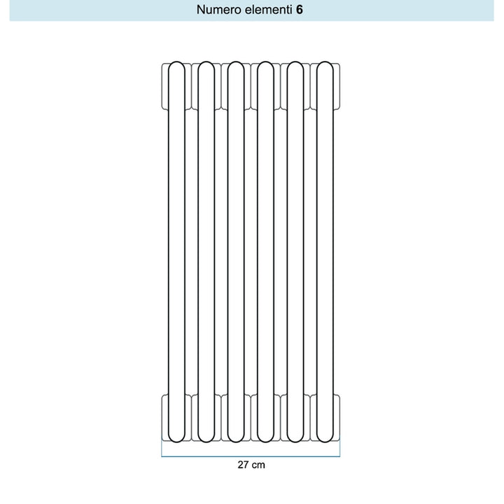 Irsap Röhrenradiator TESI 3, 6 Glieder, H 100 × B 27 × T 10,1 cm, Manhattan-Grau glänzend (Farbcode 03), mit Stopfen RT310000603IR02N01