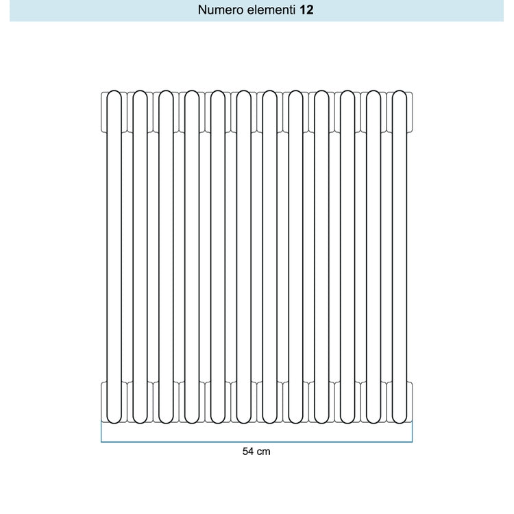 Irsap Röhrenradiator TESI 3, 12 Glieder, H 50 × B 54 × T 10,1 cm, Mittelgrau Strukturlack (Farbcode 4D), mit Stopfen RT30500124DIR02N01