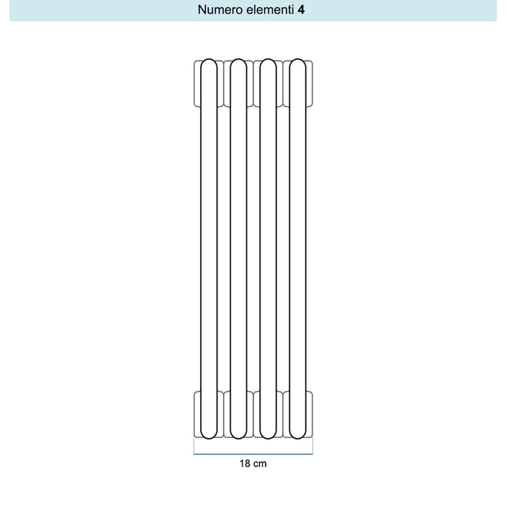 Irsap Röhrenradiator TESI 4, 4 Glieder, H 50 × B 18 × T 13,9 cm, Braun RAL 8017 glänzend (Farbcode 09), mit Stopfen RT405000409IR02N01