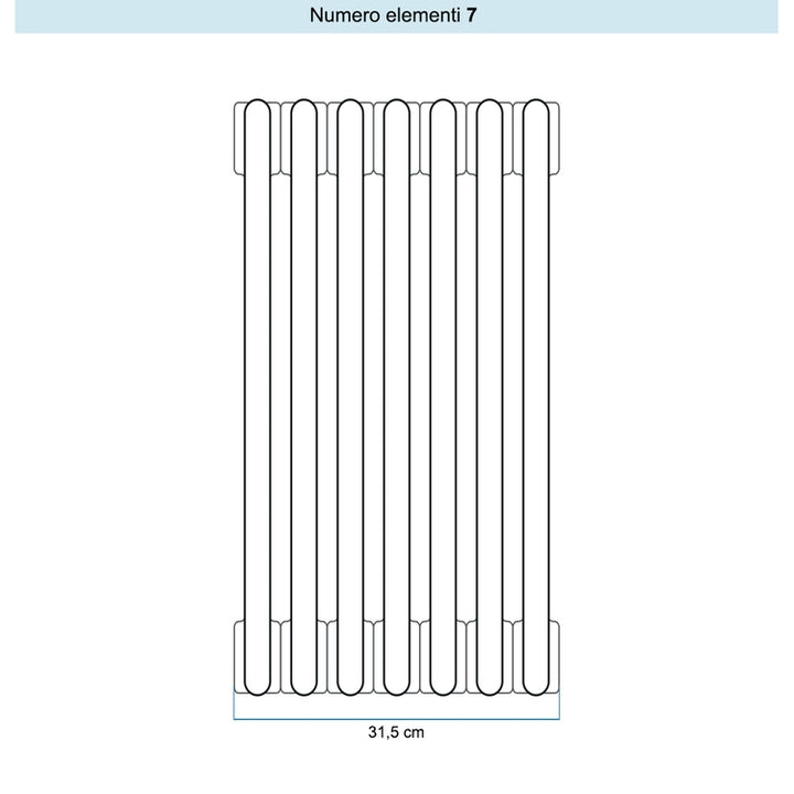Irsap Röhrenradiator TESI 4, 7 Glieder, H 75 × B 31,5 × T 13,9 cm, Quartz 1 Strukturlack (Farbcode 1C), mit Stopfen RT40750071CIR02N01