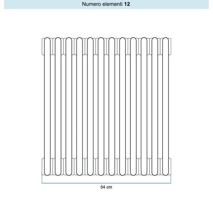 Irsap Röhrenradiator TESI 4, 12 Glieder, H 68,5 × B 54 × T 13,9 cm, Platin seidenmatt (Farbcode 6K), mit Stopfen RT40685126KIR02N01