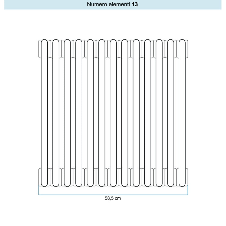 Irsap Röhrenradiator TESI 4, 13 Glieder, H 59,5 × B 58,5 × T 13,9 cm, Elfenbein RAL 1013 glänzend (Farbcode 02), mit Stopfen RT405951302IR02N01