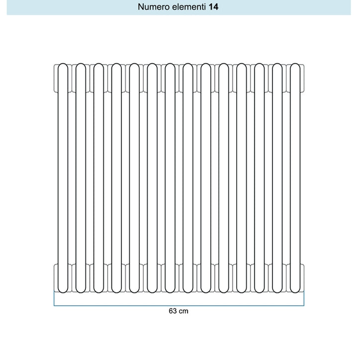 Irsap Röhrenradiator TESI 4, 14 Glieder, H 66,5 × B 63 × T 13,9 cm, Flame Red Strukturlack (Farbcode 7D), mit Stopfen RT40665147DIR02N01