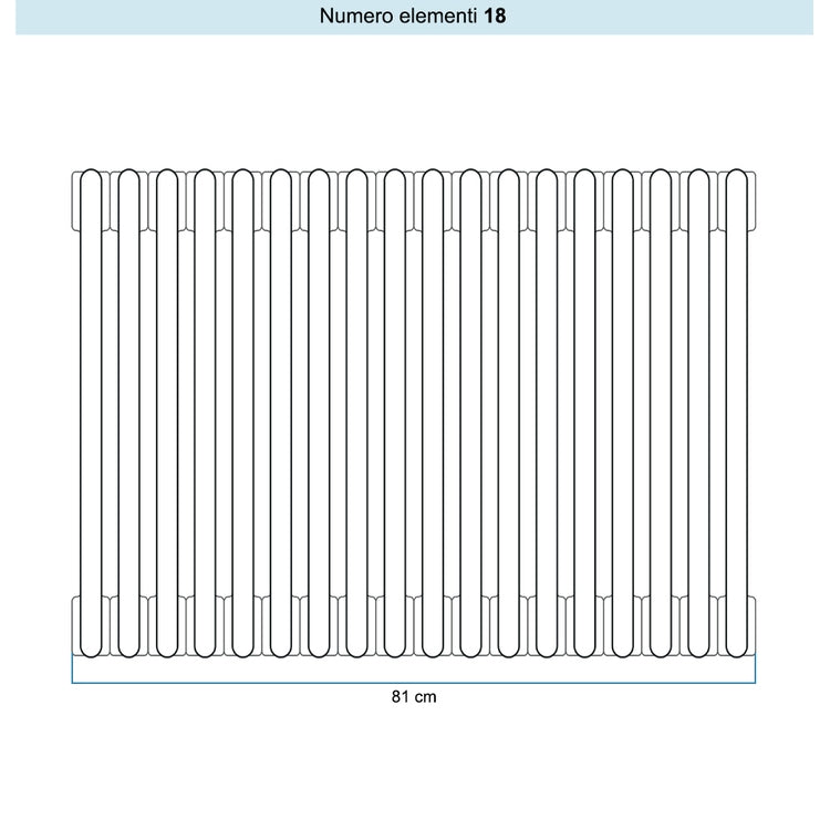 Irsap Röhrenradiator TESI 5, 18 Glieder, H 86,5 × B 81 × T 17,7 cm, Schwarz RAL 9005 glänzend (Farbcode 10), mit Stopfen RT508651810IR02N01