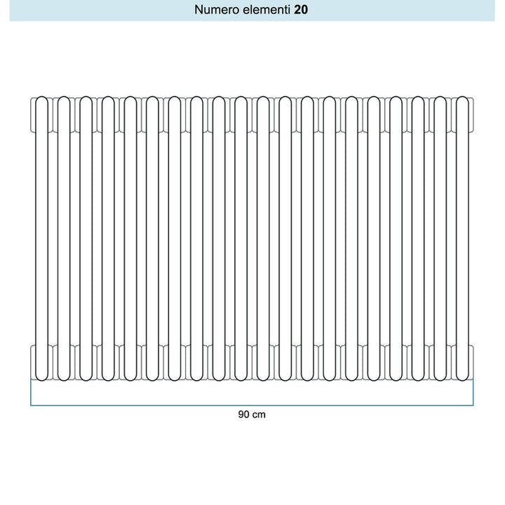 Irsap Röhrenradiator TESI 5, 20 Glieder, H 60 × B 90 × T 17,7 cm, Perlgrau Strukturlack (Farbcode L6), mit Stopfen RT5060020L6IR02N01