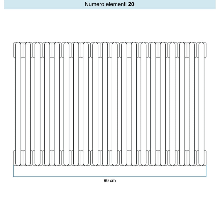 Irsap Röhrenradiator TESI 5, 20 Glieder, H 66,5 × B 90 × T 17,7 cm, Blaulila RAL 4005 seidenmatt (Farbcode 65), mit Stopfen RT506652065IR02N01