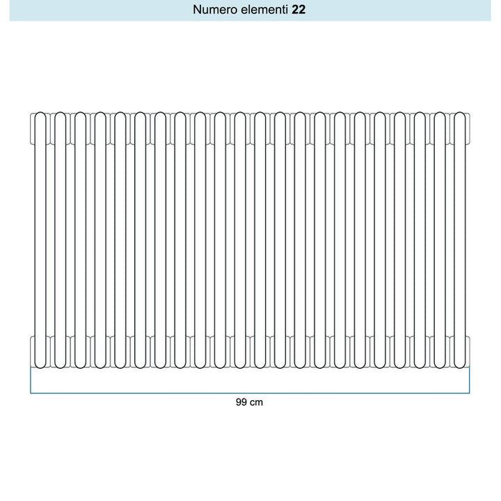 Irsap Röhrenradiator TESI 5, 22 Glieder, H 60 × B 99 × T 17,7 cm, Weiß Standard glänzend (Farbcode 01), ohne Stopfen RT506002201IRNON01