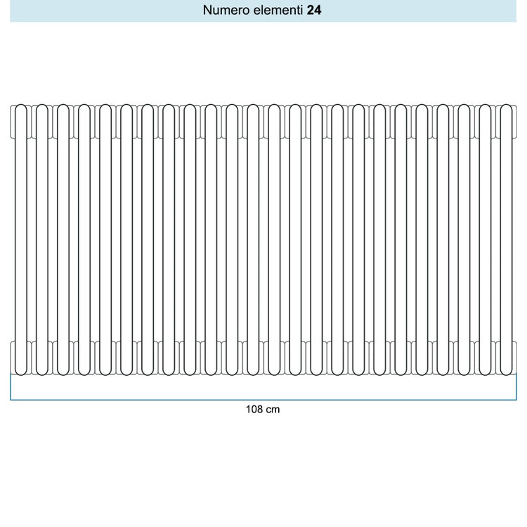 Irsap Röhrenradiator TESI 5, 24 Glieder, H 90 × B 108 × T 17,7 cm, Manhattan-Grau glänzend (Farbcode 03), mit Stopfen RT509002403IR02N01