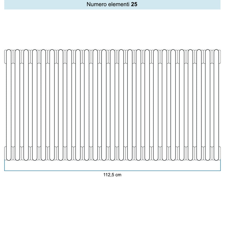 Irsap Röhrenradiator TESI 5, 25 Glieder, H 88,5 × B 112,5 × T 17,7 cm, Elfenbein RAL 1013 glänzend (Farbcode 02), mit Stopfen RT508852502IR02N01