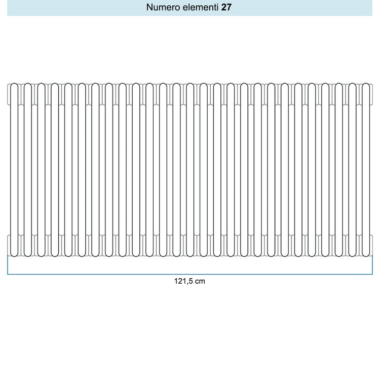 Irsap Röhrenradiator TESI 5, 27 Glieder, H 60 × B 121,5 × T 17,7 cm, Mittelgrau Strukturlack (Farbcode 4D), mit Stopfen RT50600274DIR02N01