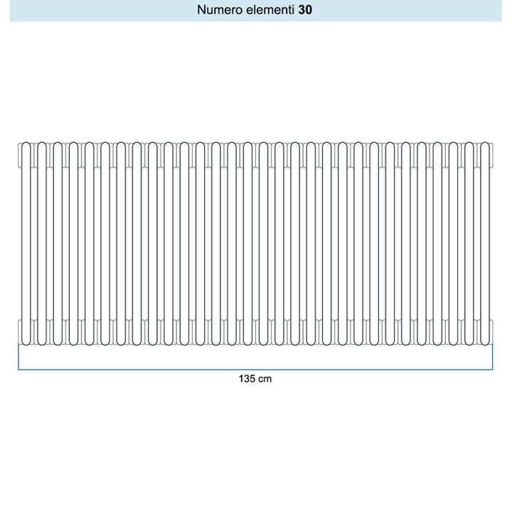 Irsap Röhrenradiator TESI 5, 30 Glieder, H 75 × B 135 × T 17,7 cm, Manhattan-Grau glänzend (Farbcode 03), mit Stopfen RT507503003IR02N01