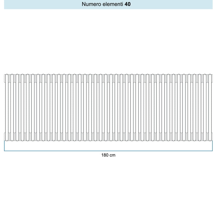Irsap Röhrenradiator TESI 5, 40 Glieder, H 50 × B 180 × T 17,7 cm, Schwarz matt (Farbcode K1), mit Stopfen RT5050040K1IR02N01