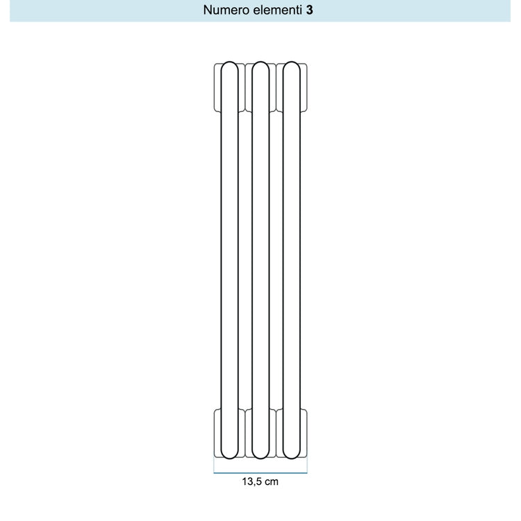 Irsap Röhrenradiator TESI 6, 3 Glieder, H 88,5 × B 13,5 × T 21,5 cm, Weiß Standard glänzend (Farbcode 01), ohne Stopfen RT608850301IRNON01