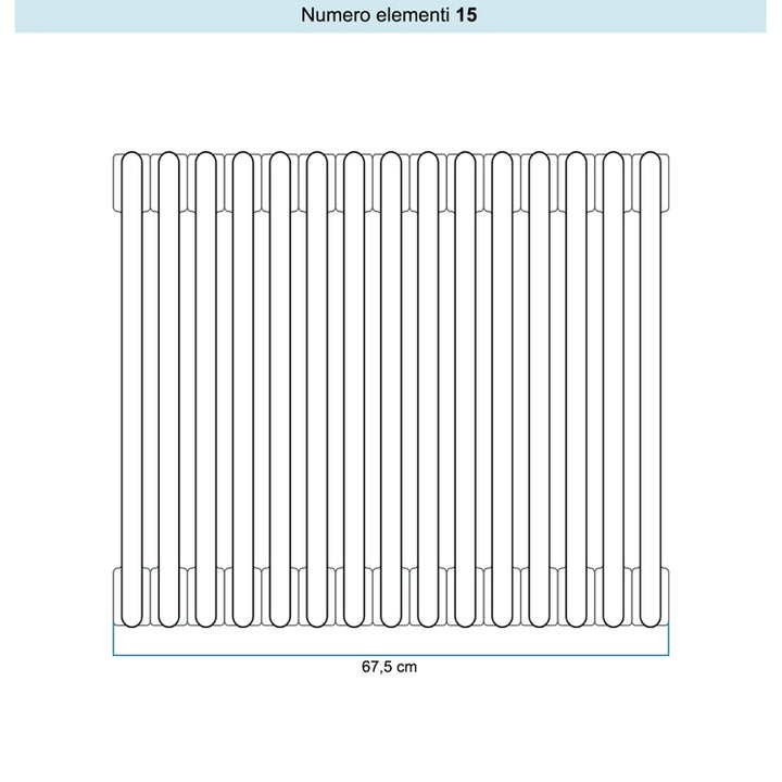 Irsap Röhrenradiator TESI 6, 15 Glieder, H 40 × B 67,5 × T 21,5 cm, Perlgrau Strukturlack (Farbcode L6), mit Stopfen RT6040015L6IR02N01