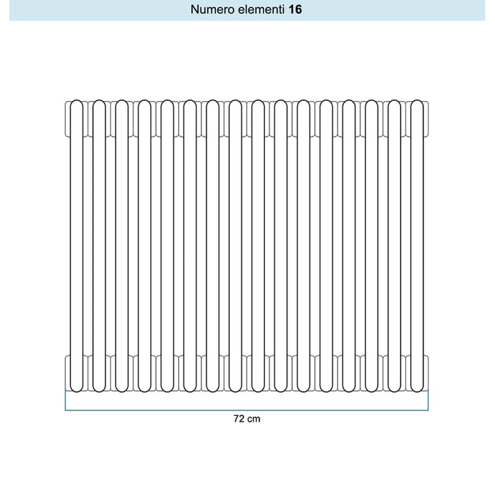 Irsap Röhrenradiator TESI 6, 16 Glieder, H 86,5 × B 72 × T 21,5 cm, Weiß Standard glänzend (Farbcode 01), ohne Stopfen RT608651601IRNON02