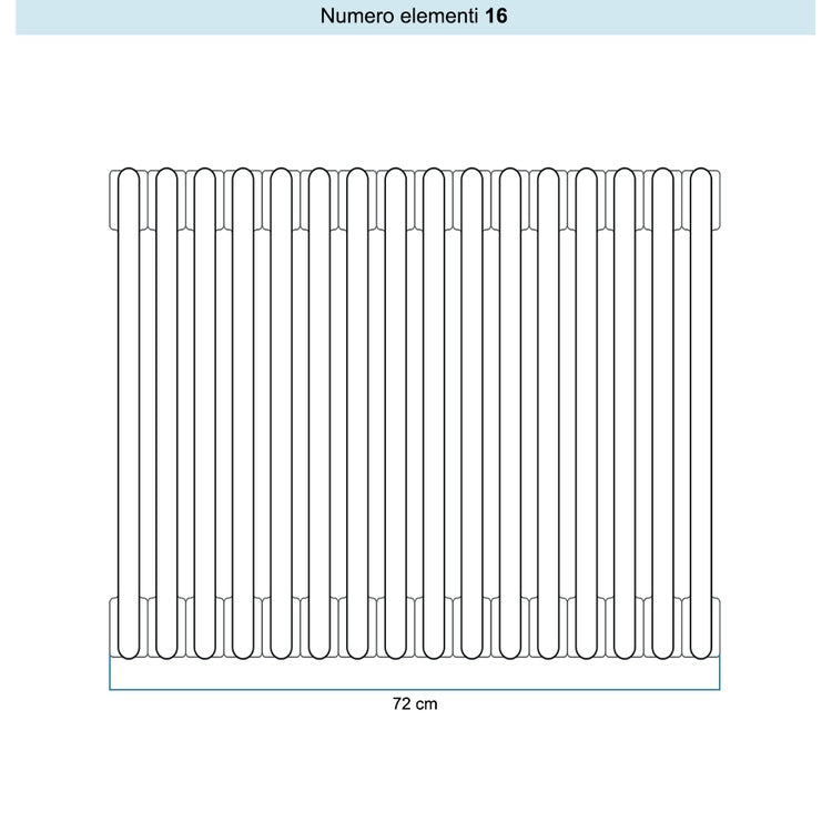 Irsap Röhrenradiator TESI 6, 16 Glieder, H 30 × B 72 × T 21,5 cm, Weiß Standard glänzend (Farbcode 01), ohne Stopfen RT603001601IRNON02