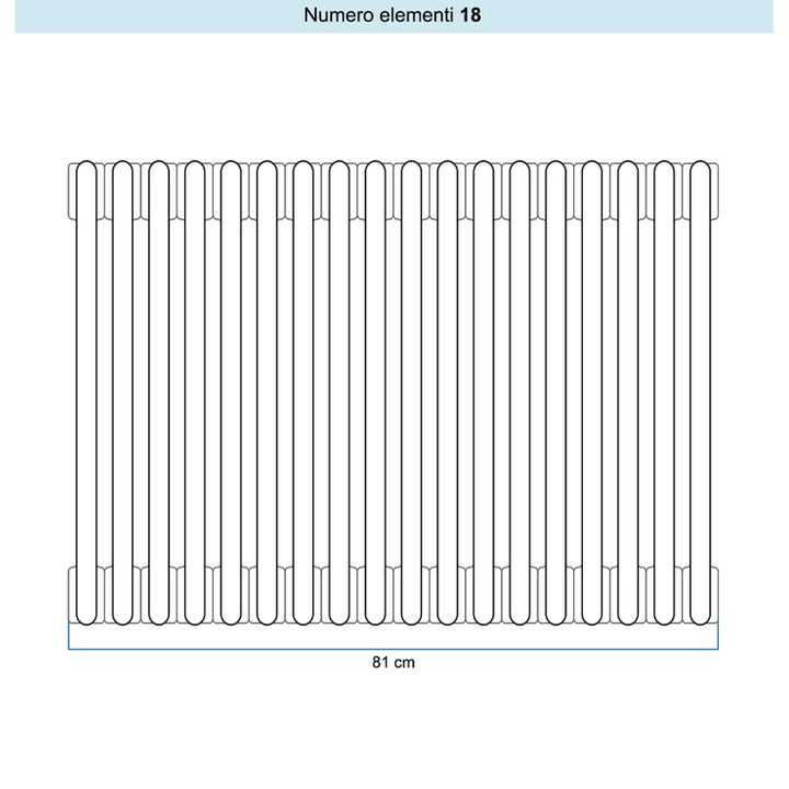 Irsap Röhrenradiator TESI 6, 18 Glieder, H 40 × B 81 × T 21,5 cm, Manhattan-Grau glänzend (Farbcode 03), mit Stopfen RT604001803IR02N01