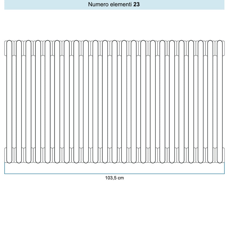 Irsap Röhrenradiator TESI 6, 23 Glieder, H 40 × B 103,5 × T 21,5 cm, Mittelgrau Strukturlack (Farbcode 4D), mit Stopfen RT60400234DIR02N01