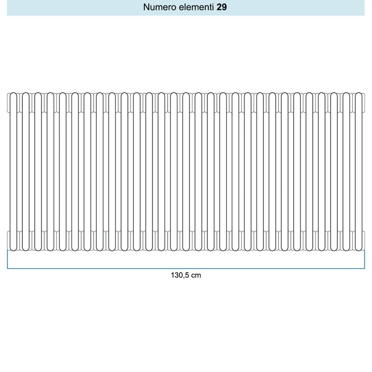 Irsap Röhrenradiator TESI 6, 29 Glieder, H 30 × B 130,5 × T 21,5 cm, Weiß Standard glänzend (Farbcode 01), ohne Stopfen RT603002901IRNON01