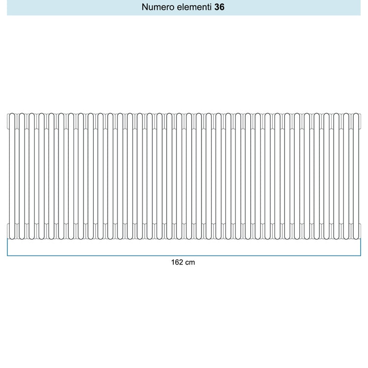 Irsap Röhrenradiator TESI 6, 36 Glieder, H 30 × B 162 × T 21,5 cm, Schwarz matt (Farbcode K1), mit Stopfen RT6030036K1IR02N01