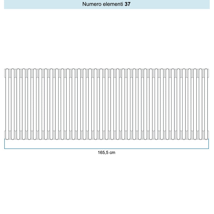 Irsap Röhrenradiator TESI 6, 37 Glieder, H 40 × B 166,5 × T 21,5 cm, Weiß Standard glänzend (Farbcode 01), ohne Stopfen RT604003701IRNON01