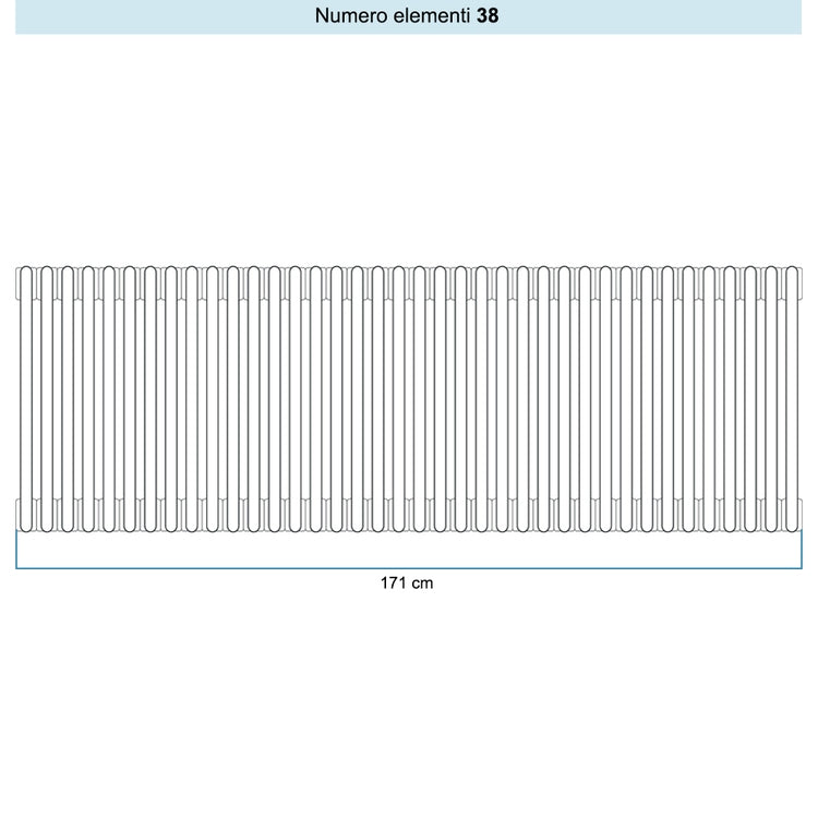 Irsap Röhrenradiator TESI 6, 38 Glieder, H 20 × B 171 × T 21,5 cm, Schwarz satiniert Strukturlack (Farbcode 30), mit Stopfen RT602003830IR02N01