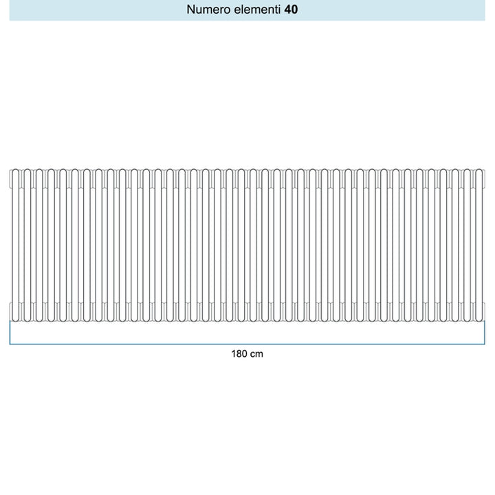 Irsap Röhrenradiator TESI 6, 40 Glieder, H 30 × B 180 × T 21,5 cm, Schwarz matt (Farbcode K1), mit Stopfen RT6030040K1IR02N01