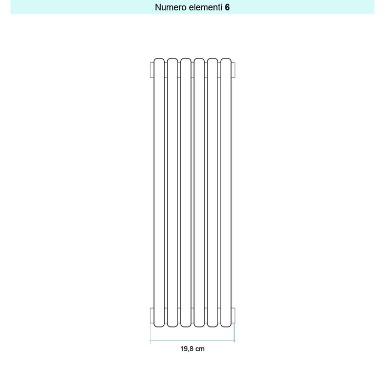 Irsap Design-Heizkörper ARPA 23 vertikal, 6 Glieder, H 202 × B 19,8 × T 5 cm, Schwarz satiniert Strukturlack (Farbcode 30) SI120200630IR01A01