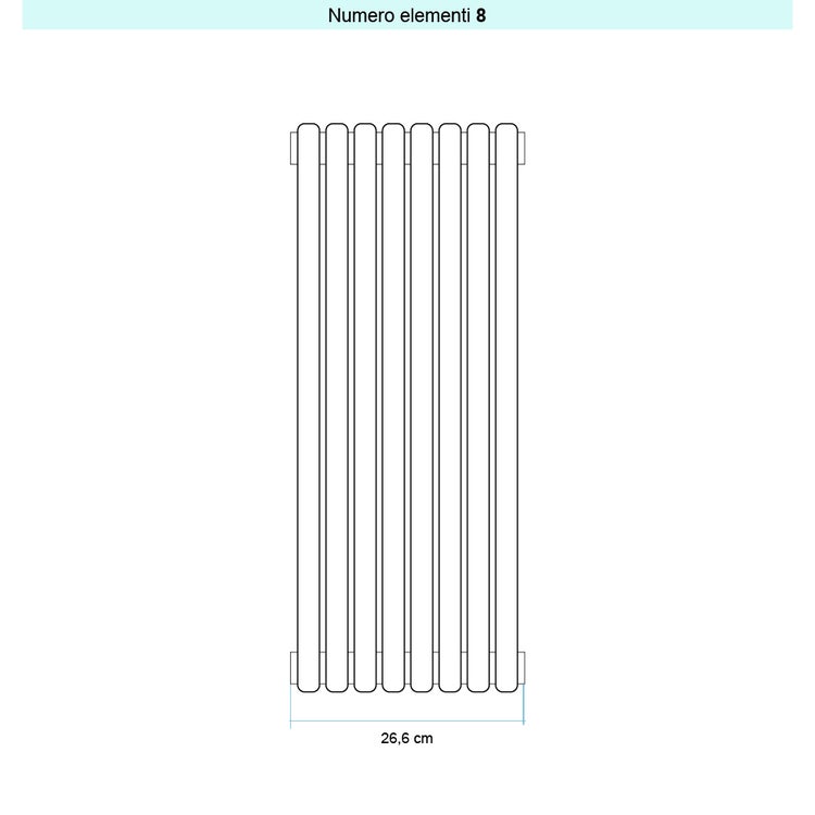 Irsap Design-Heizkörper ARPA 23 vertikal, 8 Glieder, H 70 × B 26,6 × T 5 cm, Weiß Standard glänzend (Farbcode 01) SI107000801IR01A01