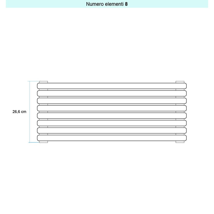 Irsap Design-Heizkörper ARPA 23 horizontal, 8 Glieder, H 26,6 × B 75 × T 5 cm, Titangrau metallic glänzend (Farbcode L3) SI1075008L3IR01H01