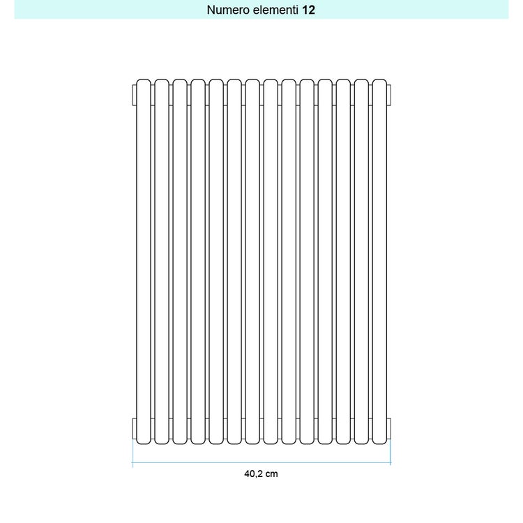 Irsap Design-Heizkörper ARPA 23 vertikal, 12 Glieder, H 182 × B 40,2 × T 5 cm, Mittelgrau Strukturlack (Farbcode 4D) SI11820124DIR01A01