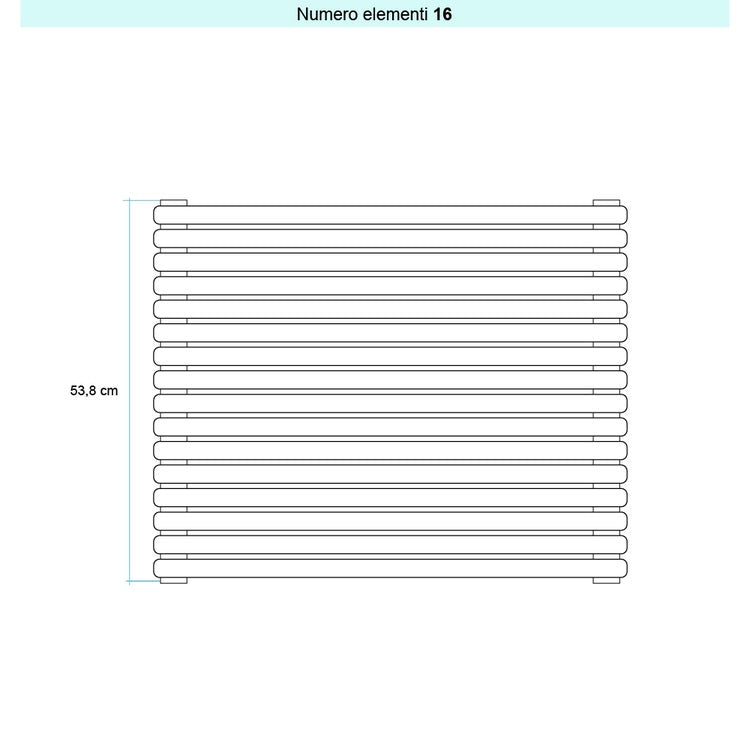 Irsap Design-Heizkörper ARPA 23 horizontal, 16 Glieder, H 53,8 × B 65 × T 5 cm, Weiß Standard glänzend (Farbcode 01) SI106501601IR01H01
