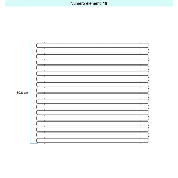Irsap Design-Heizkörper ARPA 23 horizontal, 18 Glieder, H 60,6 × B 252 × T 5 cm, Tabakbraun Strukturlack (Farbcode 1B) SI12520181BIR01H01