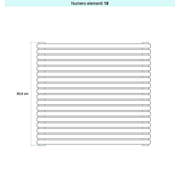 Irsap Design-Heizkörper ARPA 23 horizontal, 18 Glieder, H 60,6 × B 75 × T 5 cm, Schwarz matt (Farbcode K1) SI1075018K1IR01H01